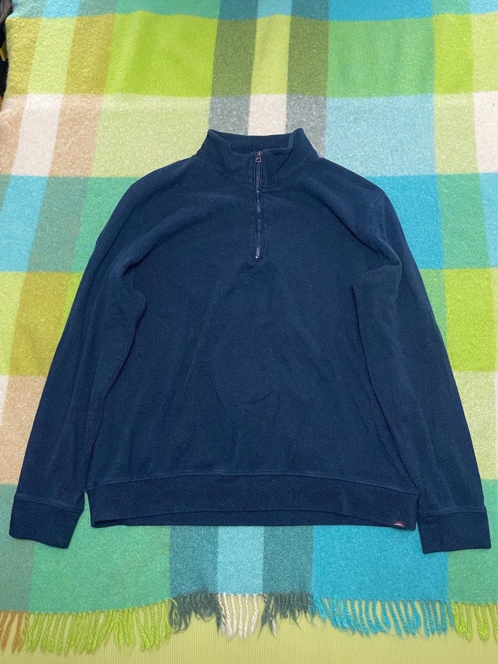 Faherty Movement Quarter Zip Sweater Marine Navy